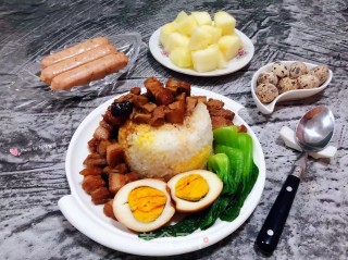#鸡蛋#香菇鸡蛋卤肉饭的做法步骤：16