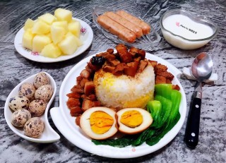#鸡蛋#香菇鸡蛋卤肉饭的做法步骤：19