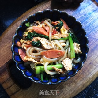 鸡蛋火腿炒土豆粉的做法步骤：12