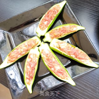 秋葵酿肉的做法步骤：10