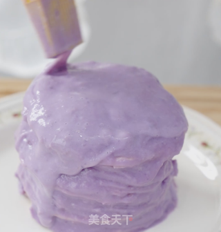 爸爸糖吐司的创意吃法|低脂紫薯芋泥爆浆蛋糕的做法步骤：9