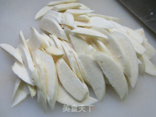 茭白炒烤火腿的做法步骤：4