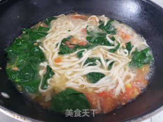 红薯叶西红柿汤面的做法步骤：7