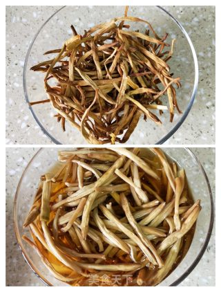 金针菜蒸肉片的做法步骤：1