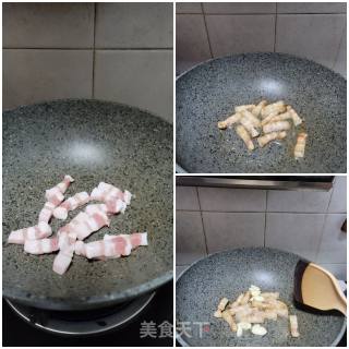 五花肉烧凤尾笋块的做法步骤：3
