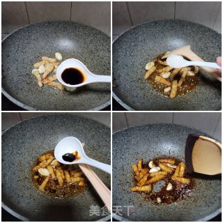 五花肉烧凤尾笋块的做法步骤：4