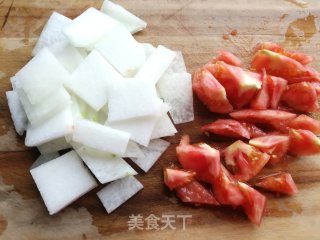 番茄鳞虾烧冬瓜的做法步骤：3