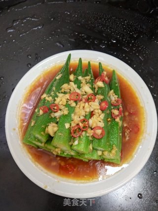 蒜辣白灼秋葵的做法步骤：9