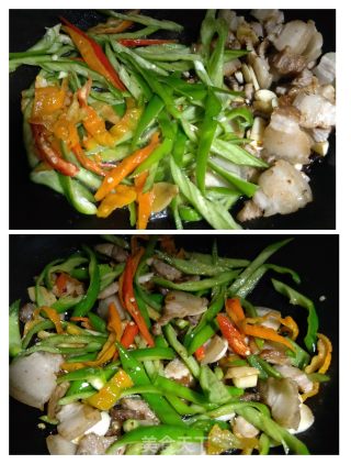 蒜苗炒五花肉的做法步骤：5