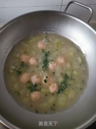 虾球冬瓜味增汤的做法步骤：5