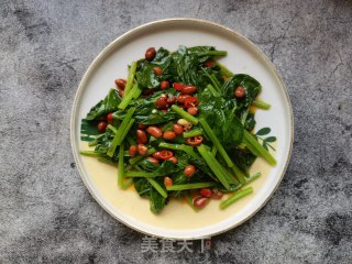 菠菜拌花生米的做法步骤：8