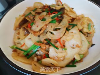 韭菜花炒藕片的做法步骤：9
