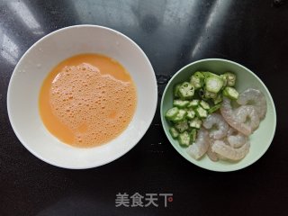 虾仁秋葵蒸鸡蛋的做法步骤：1