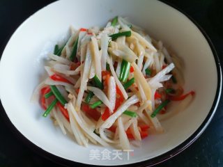 韭菜花炒藕丝的做法步骤：8