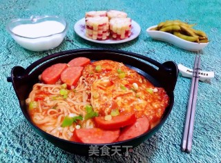 #鸡蛋#鸡蛋番茄香肠面的做法步骤：12