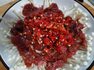 金针菇蒸牛肉的做法步骤：5