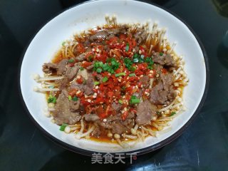 金针菇蒸牛肉的做法步骤：7
