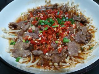 金针菇蒸牛肉的做法步骤：8