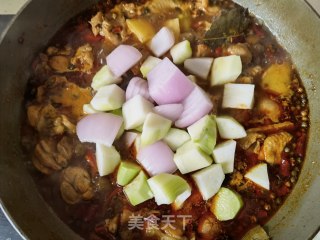 芥兰土豆炖柴鸡的做法步骤：16