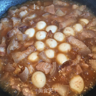 腐竹鹌鹑蛋烧肉的做法步骤：7