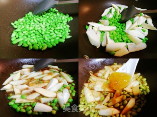 酸甜可口又开胃～果香味茭白炒毛豆的做法步骤：4