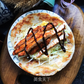 鸡胸肉煎蛋手抓饼的做法步骤：9
