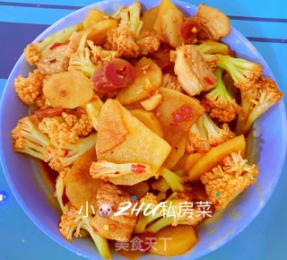 干锅花菜土豆片的做法步骤：8