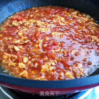 番茄鸡蛋打卤面的做法步骤：7