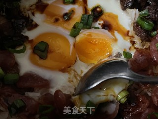 窝蛋腊味饭的做法步骤：6