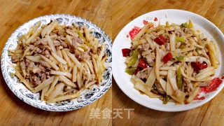 莲菜炒肉丝的做法步骤：15
