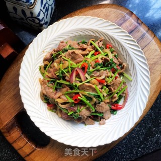 香菜炒牛里脊的做法步骤：10
