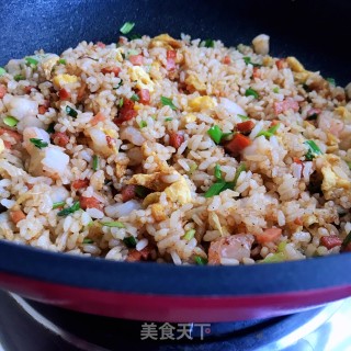小葱虾仁蛋炒饭的做法步骤：8