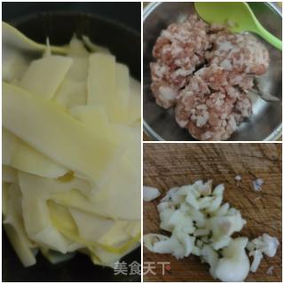 肉末烧竹笋的做法步骤：1