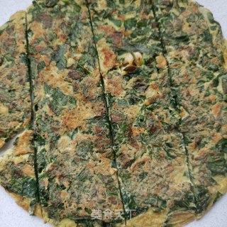 红薯叶虾仁蛋饼的做法步骤：19