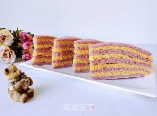 南瓜紫薯双色蒸糕的做法步骤：11