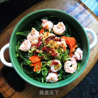 茼蒿拌虾仁的做法步骤：9