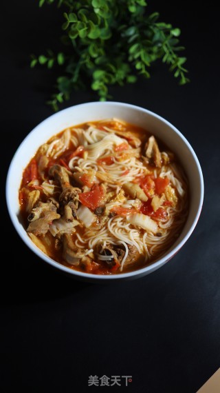 鸡肉白菜西红柿面的做法步骤：7