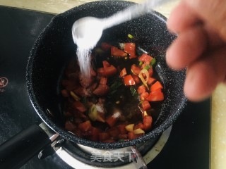 西红柿青菜鸡汁面的做法步骤：5