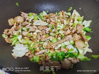 肉片炒芹菜干豆角的做法步骤：4