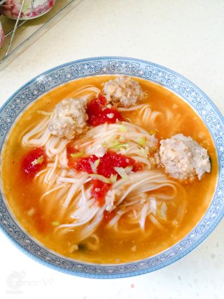 番茄肉丸汤面的做法步骤：12