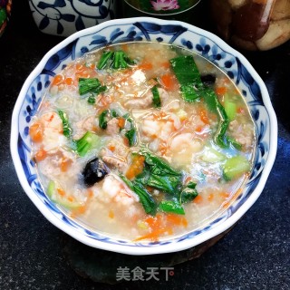 虾仁皮蛋蔬菜粥的做法步骤：12