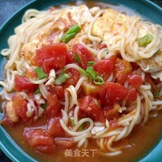 “面条”番茄煎蛋焖面的做法步骤：16