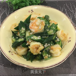 虾仁炒秋葵的做法步骤：9