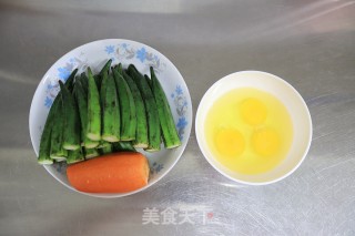 鸡蛋炒秋葵的做法步骤：1
