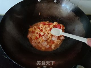 番茄鸡蛋炒虾仁的做法步骤：6