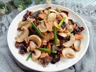 口蘑黑木耳炒肉片的做法步骤：10