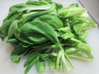香肠虾味球菜芯煮粉丝的做法步骤：2