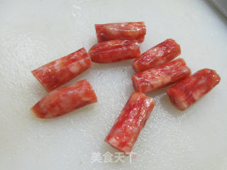 香肠虾味球菜芯煮粉丝的做法步骤：3