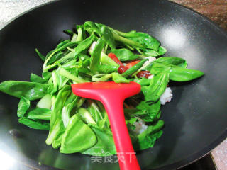 香肠虾味球菜芯煮粉丝的做法步骤：4