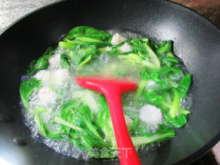 香肠虾味球菜芯煮粉丝的做法步骤：6
